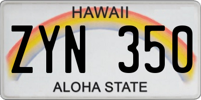 HI license plate ZYN350