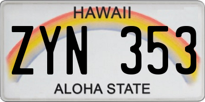 HI license plate ZYN353