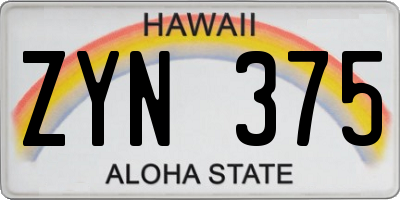 HI license plate ZYN375