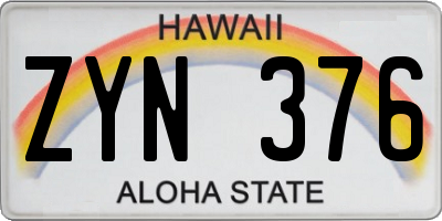 HI license plate ZYN376