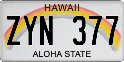 HI license plate ZYN377