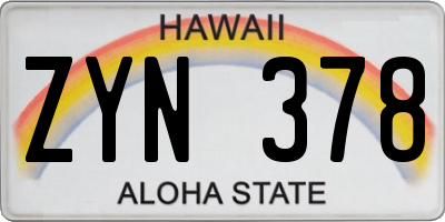 HI license plate ZYN378