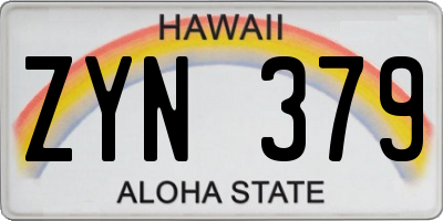 HI license plate ZYN379