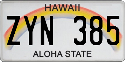 HI license plate ZYN385