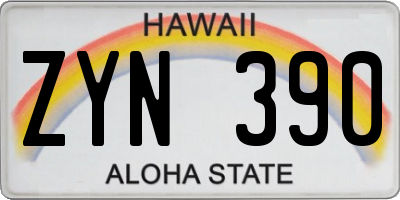 HI license plate ZYN390