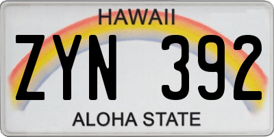HI license plate ZYN392