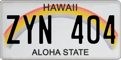 HI license plate ZYN404