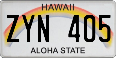 HI license plate ZYN405