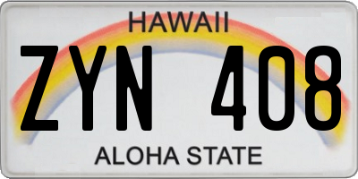 HI license plate ZYN408