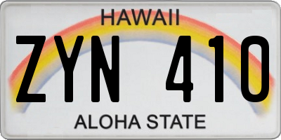 HI license plate ZYN410