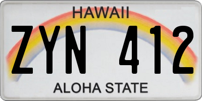 HI license plate ZYN412