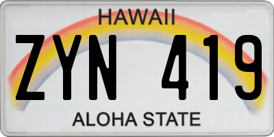 HI license plate ZYN419