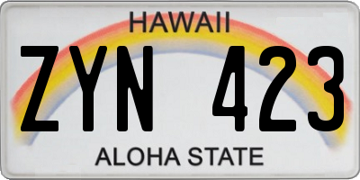 HI license plate ZYN423