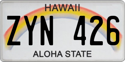 HI license plate ZYN426