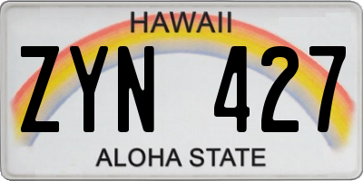 HI license plate ZYN427