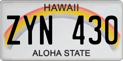 HI license plate ZYN430