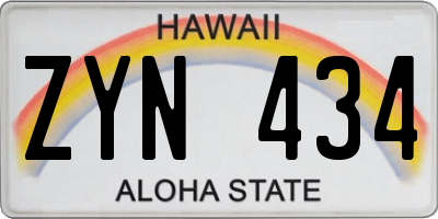 HI license plate ZYN434