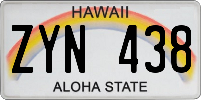 HI license plate ZYN438