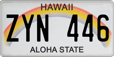 HI license plate ZYN446