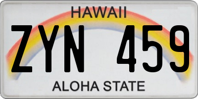 HI license plate ZYN459