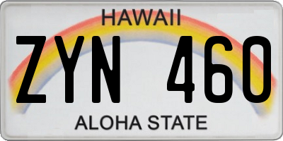 HI license plate ZYN460