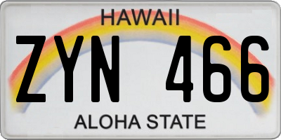 HI license plate ZYN466