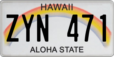 HI license plate ZYN471