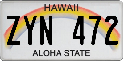HI license plate ZYN472