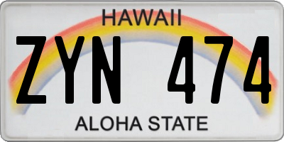 HI license plate ZYN474