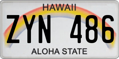 HI license plate ZYN486