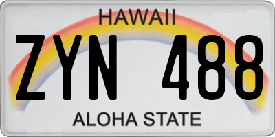 HI license plate ZYN488