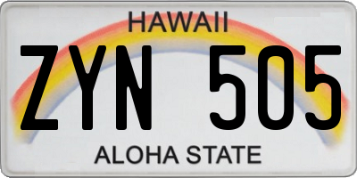 HI license plate ZYN505