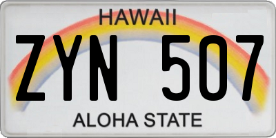 HI license plate ZYN507