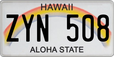 HI license plate ZYN508