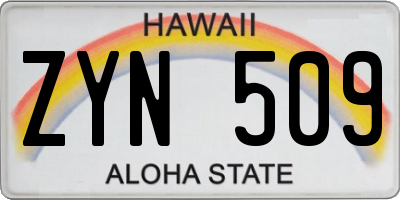 HI license plate ZYN509