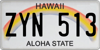 HI license plate ZYN513