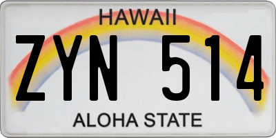 HI license plate ZYN514