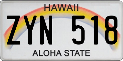 HI license plate ZYN518