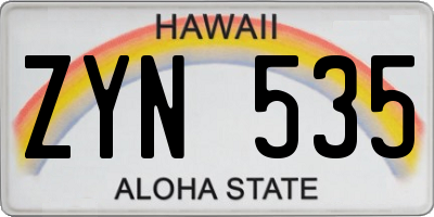 HI license plate ZYN535