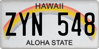 HI license plate ZYN548