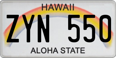 HI license plate ZYN550