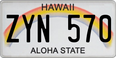HI license plate ZYN570