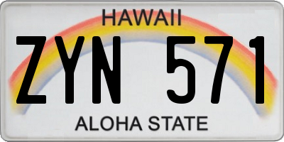 HI license plate ZYN571