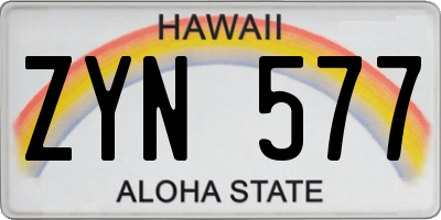 HI license plate ZYN577
