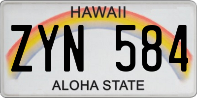 HI license plate ZYN584