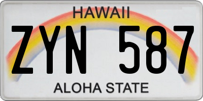 HI license plate ZYN587