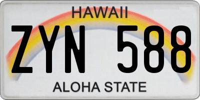 HI license plate ZYN588