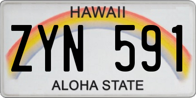 HI license plate ZYN591