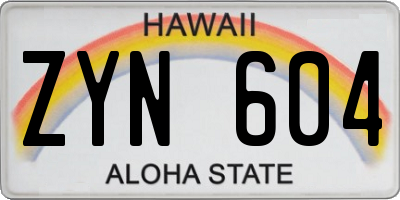 HI license plate ZYN604