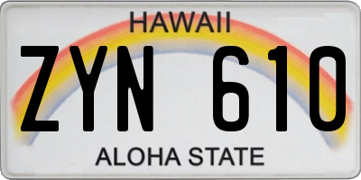 HI license plate ZYN610